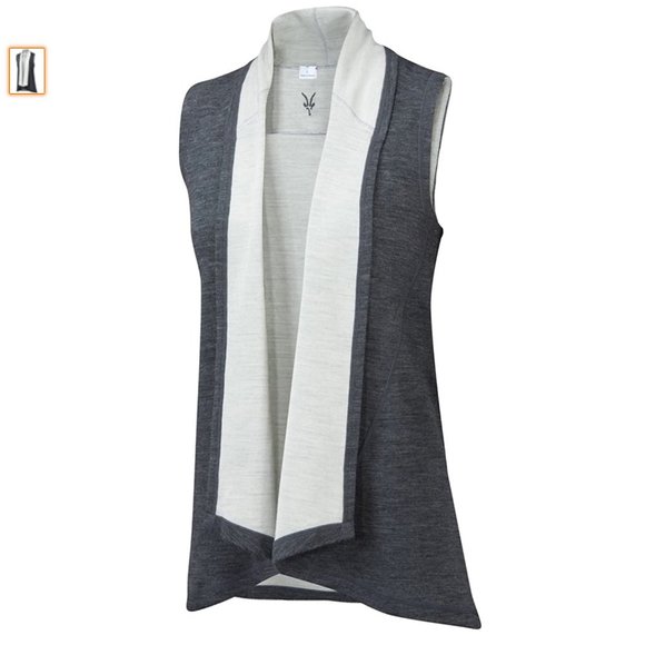 ibex Sweaters - Ibex women's wool vest Dyad small gray white